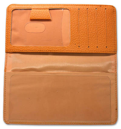 Orange Leather Checkbook Cover