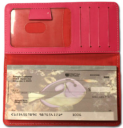 Hot Pink Smooth Leather Checkbook Cover