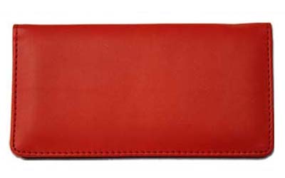 Red Smooth Leather Checkbook Cover