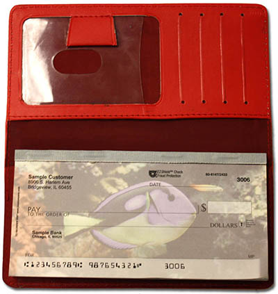 Red Smooth Leather Checkbook Cover