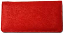 Red Textured Leather Checkbook Cover