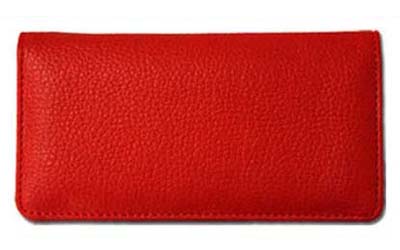 Red Textured Leather Checkbook Cover