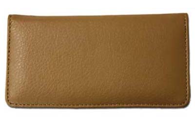 Tan Textured Leather Checkbook Cover