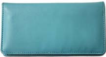 Teal Smooth Leather Checkbook Cover