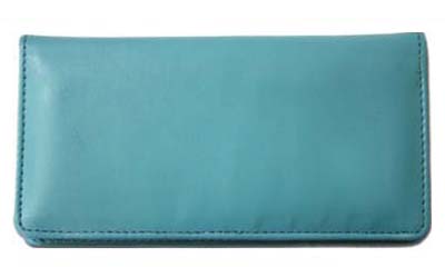 Teal Smooth Leather Checkbook Cover