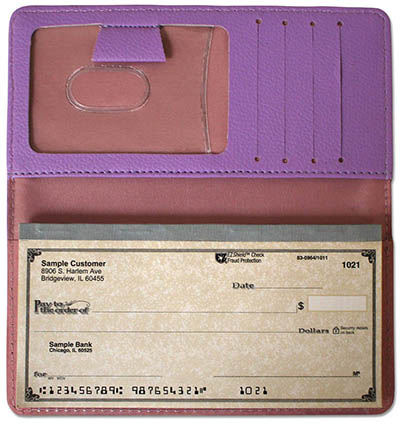 Violet Leather Checkbook Cover