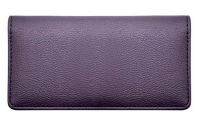 Dark Purple Textured Leather Checkbook Cover