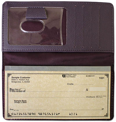 Dark Purple Textured Leather Checkbook Cover