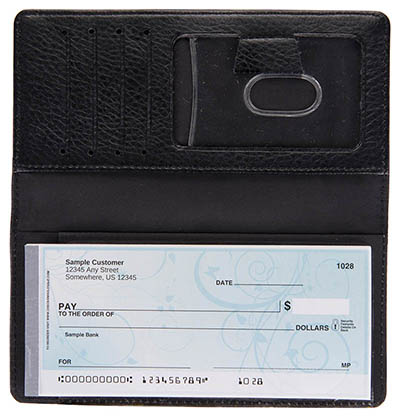 Black Leather Side Tear Checkbook Cover