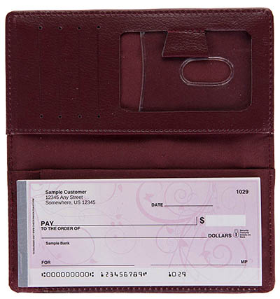 Burgundy Leather Side Tear Checkbook Cover