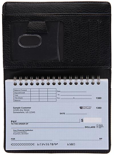 Black Leather Top Stub Checkbook Cover