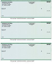 Blue Green Laser Business 3 to a Page Voucher Checks