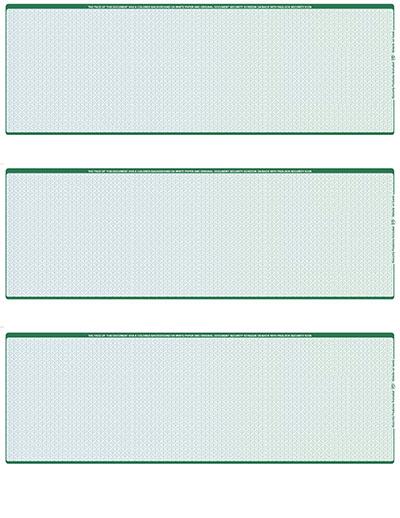 Blue Green Blank Stock For 3 to a Page Voucher Computer Checks