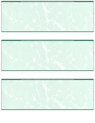 Green Marble Blank Stock For 3 to a Page Voucher Computer Checks