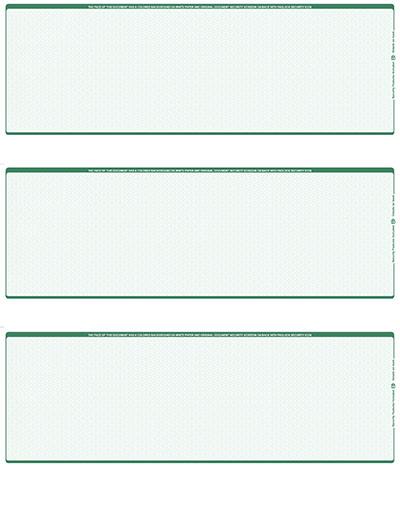 Green Safety Blank Stock For 3 to a Page Voucher Computer Checks