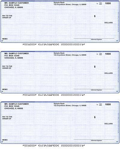 Blue Safety Laser Business 3 to a Page Voucher Checks