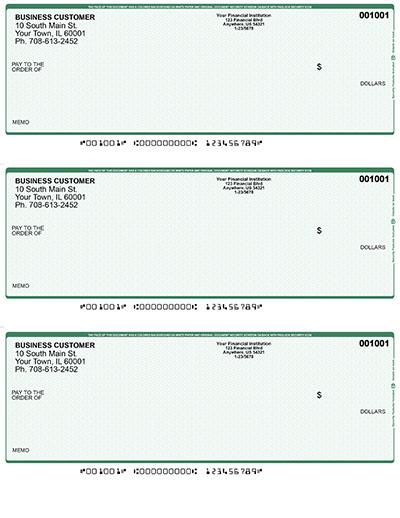 Green Safety Laser Business 3 to a Page Voucher Checks