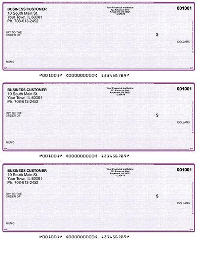 Violet Safety Laser Business 3 to a Page Voucher Checks