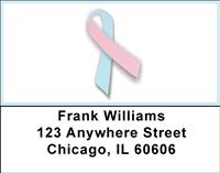 Pink and Blue Ribbon Address Labels