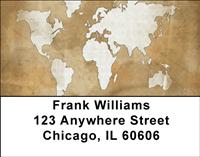 Grunge World Map Address Labels