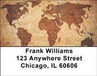 Grunge World Map Address Labels