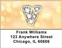 Bling Monogram V Address Labels