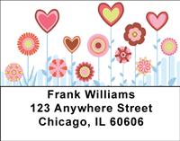 Retro Heart Flowers Address Labels