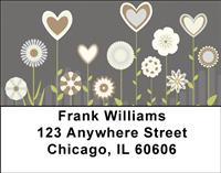 Retro Heart Flowers Address Labels