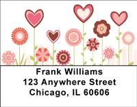 Retro Heart Flowers Address Labels