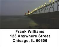 Pier Lighthouses At Night Address Labels