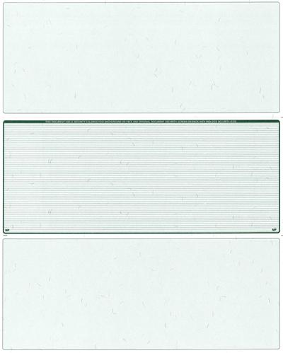Green Lines Blank Stock for Computer Voucher Checks Middle Style