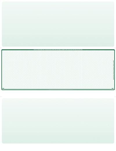 Green Safety Blank Stock for Computer Voucher Checks Middle Style
