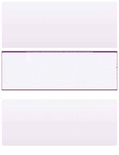 Violet Safety Blank Stock for Computer Voucher Checks Middle Style