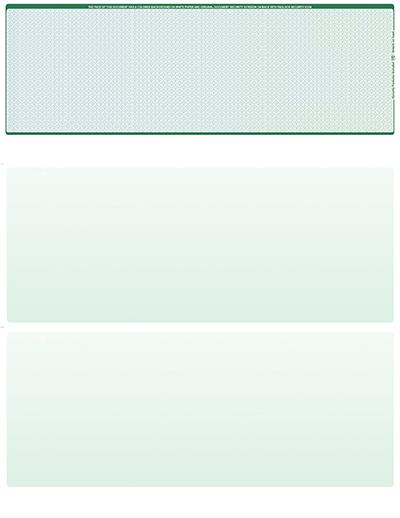 Blue Green Blank Stock for Computer Voucher Checks Top Style
