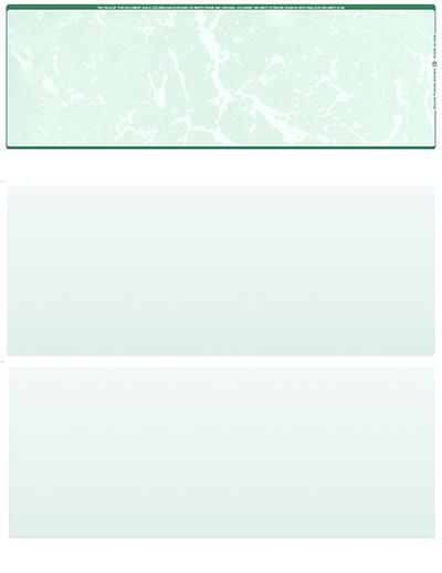 Green Marble Blank Stock for Computer Voucher Checks Top Style