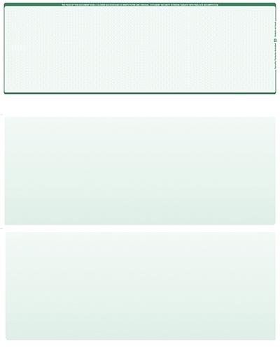 Green Safety Blank Stock for Computer Voucher Checks Top Style