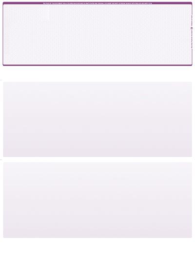 Violet Safety Blank Stock for Computer Voucher Checks Top Style